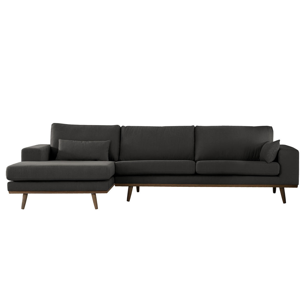 ECKSOFA mit Longchair - Eichefarben/Anthrazit, Naturmaterialien/Eichenholz (281/153cm) - home24