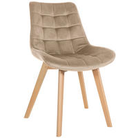 STUHL Samt braun - Eukalyptusholzfarben/Braun, Holz/Textil (54/84/63cm) - CLP