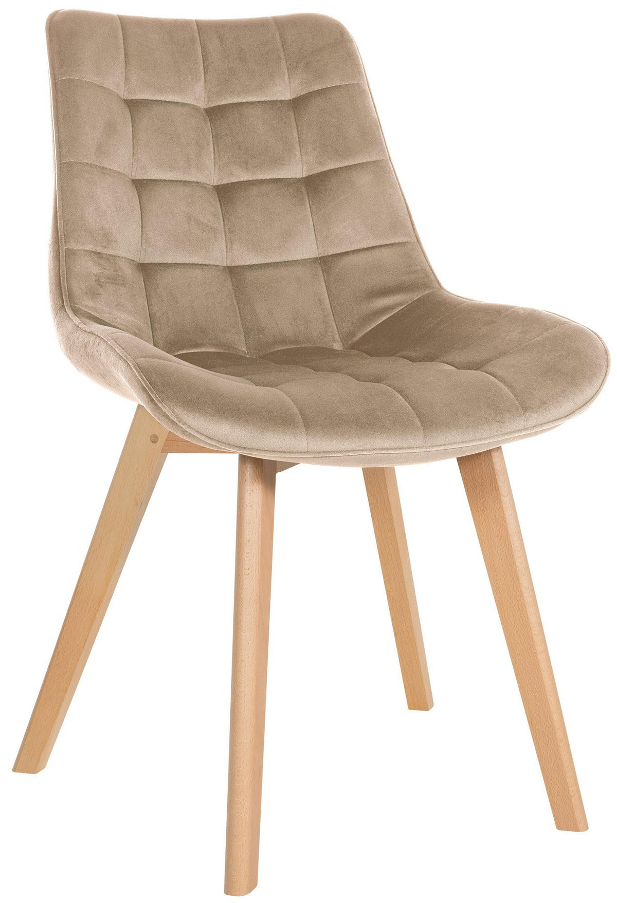 STUHL Samt braun - Eukalyptusholzfarben/Braun, Holz/Textil (54/84/63cm) - CLP