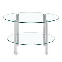 COUCHTISCH 70/60/42 cm Silber/Transparent aus Glas und Metall zweistufig - Silberfarben, Glas (70/70/42cm) - OKMYHOME