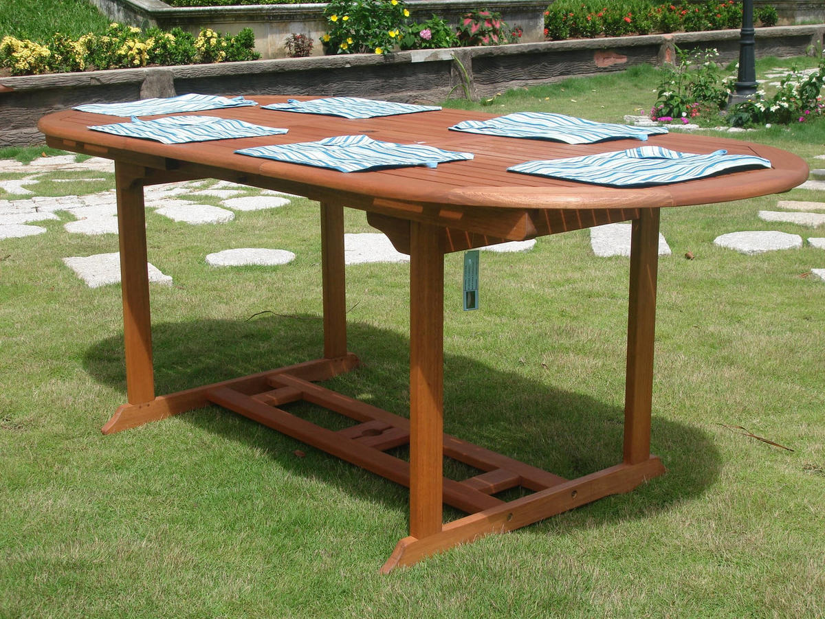 GARTENTISCH Weimar ausziehbar oval Ausziehtisch - Braun, Holz (150/90/74cm) - DELUKE