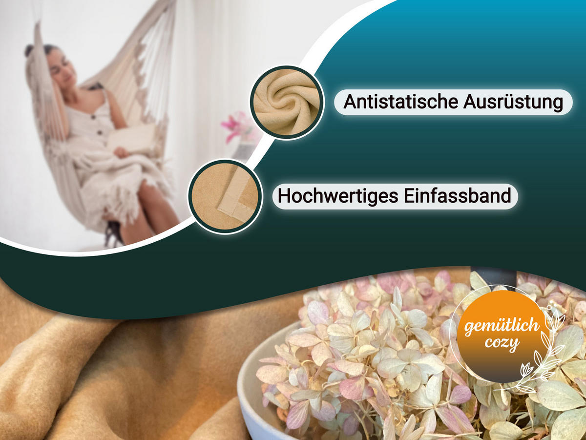 KUSCHELDECKE, 150x200 cm, 60% Baumwolle, 40% Polyacryl, Braun - Hellbraun, Naturmaterialien (150/200cm) - Zollner