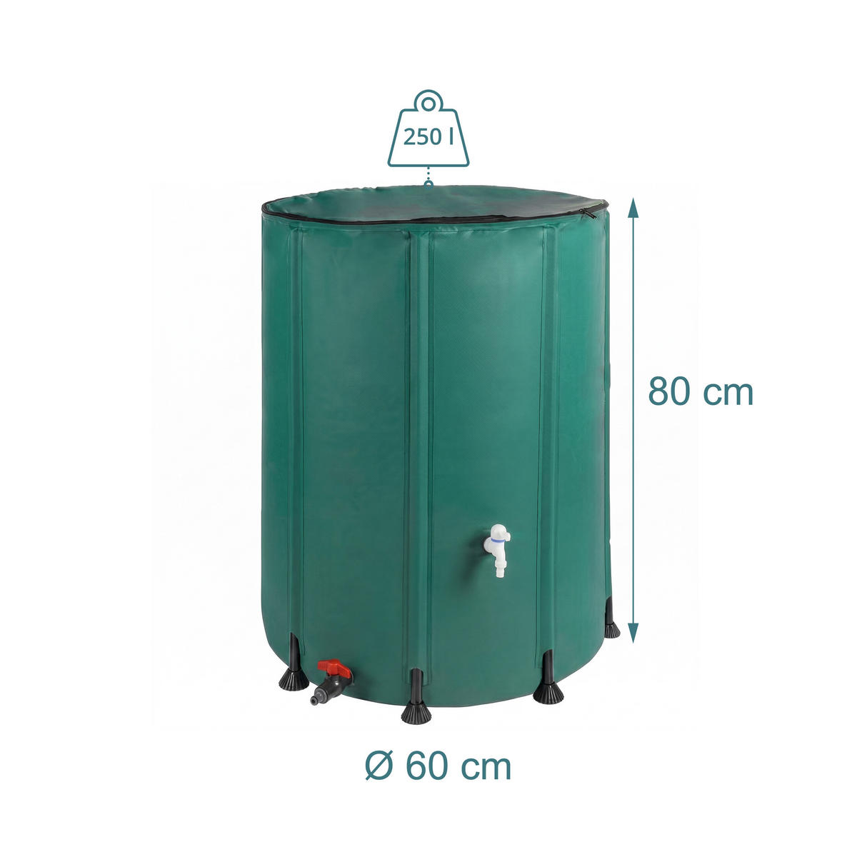 SUD Zelený skladací 250 l - tmavozelená, plast (60/80/60cm) - Relaxdays
