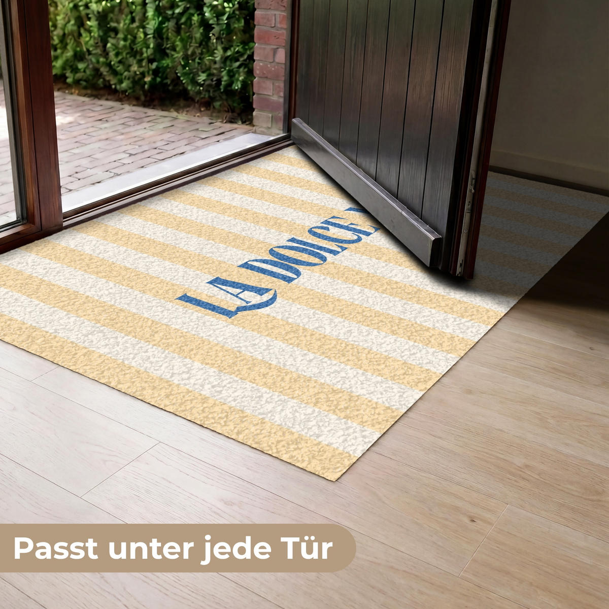 FUSSMATTE Blau – Gelb – Streifen – La Dolce Vita 120x80 cm - Hellgelb, Kunststoff (120/0.4cm) - MuchoWow