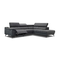 ECKSOFA FIERO 5-Sitzer mit 1 Relaxfunktion, dunkelgrau - Dunkelgrau, Holzwerkstoff/Textil (290/228cm) - Courtois Laville