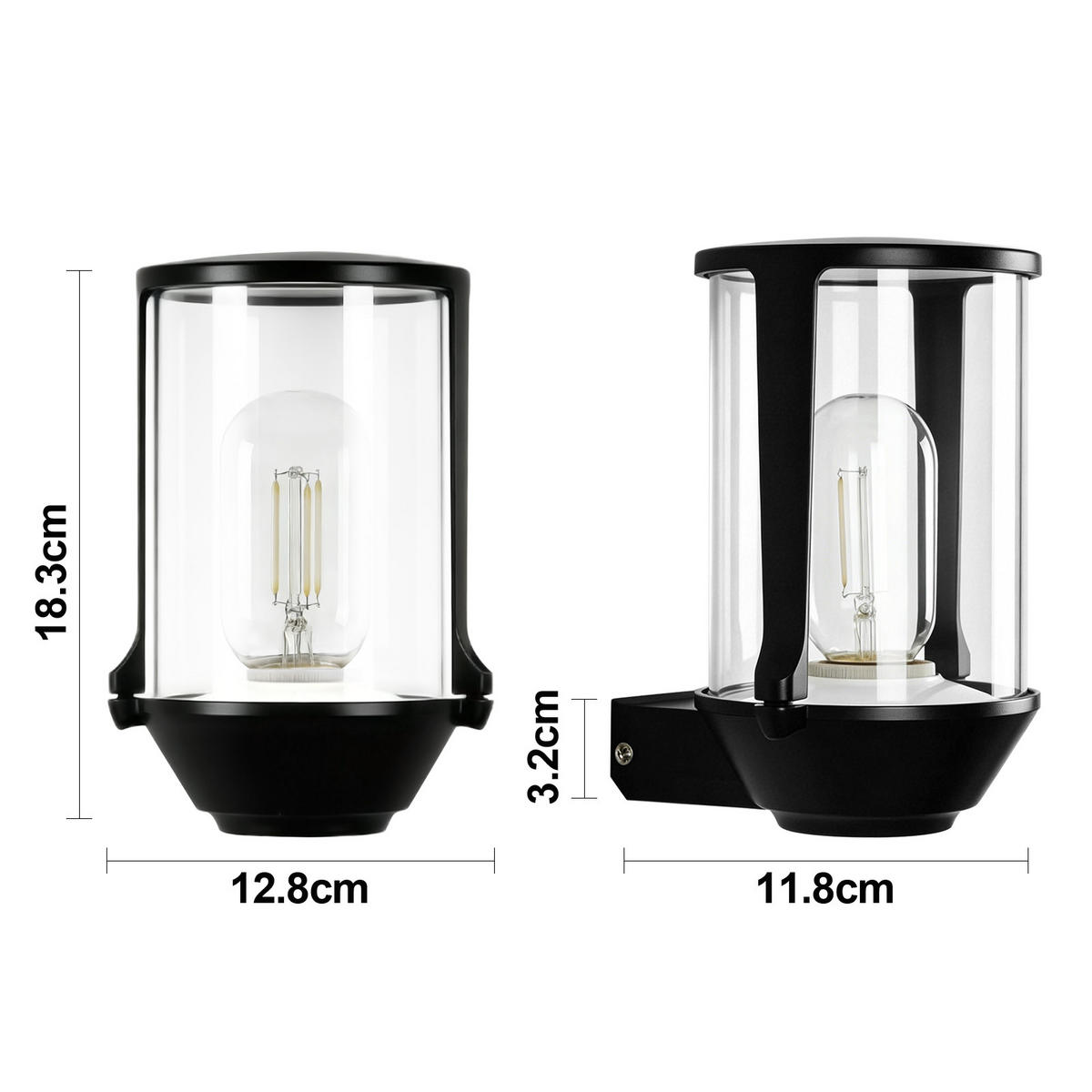 VENKOVNÍ nástěnné svítidlo 12/11/18 cm - černá, kov (12/18/11cm) - Nettlife