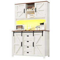 BUFFET 115/174,7/40 cm Weiß aus MDF und Metall mit LED-Beleuchtung - Weiß, Holzwerkstoff (40/174.7/115cm) - OKMYHOME