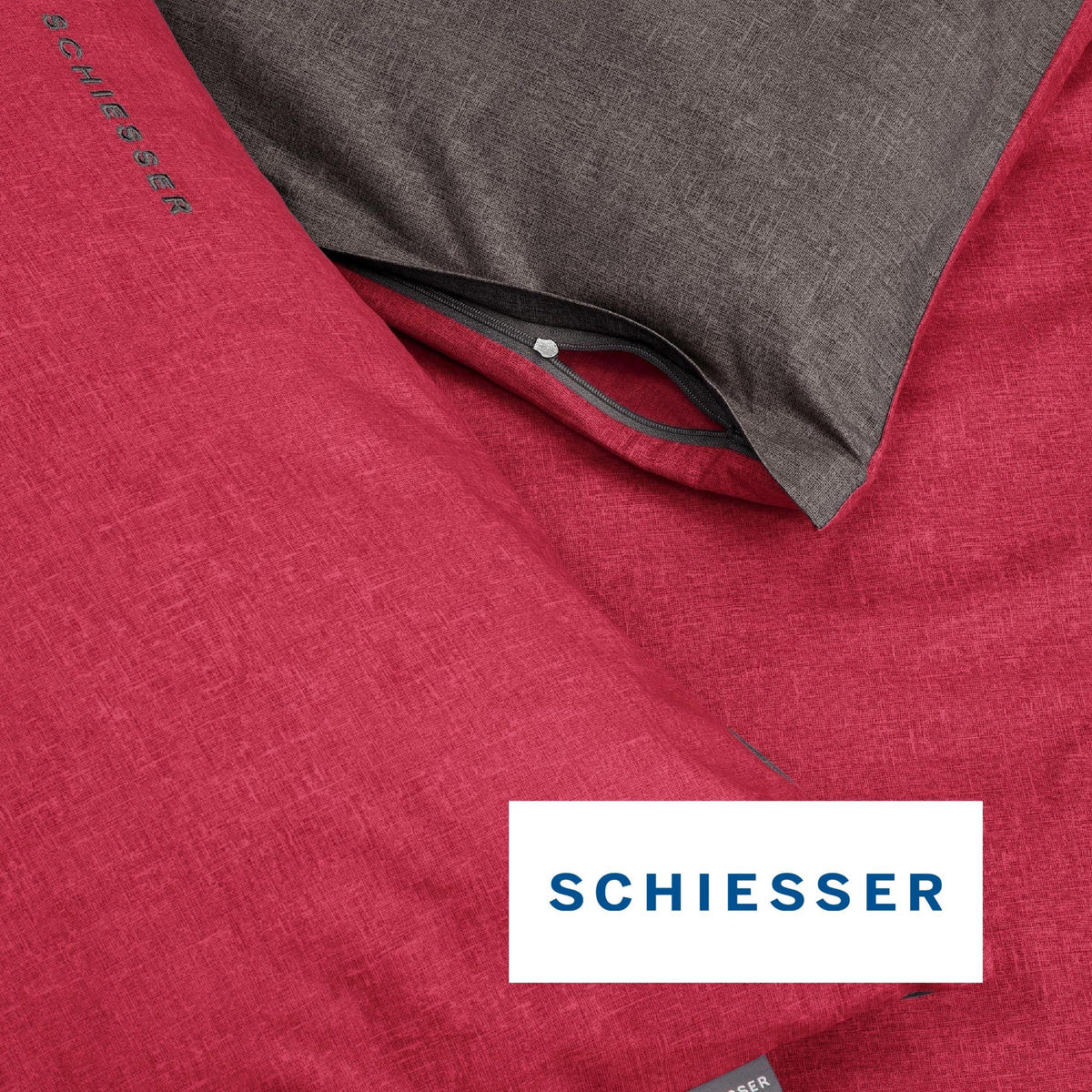 BETTWÄSCHESET Doubleface Renforcé 2-teilig 135x200 cm Rot-Dunkelgrau - Dunkelgrau/Rot, Textil (135/200cm) - SCHIESSER