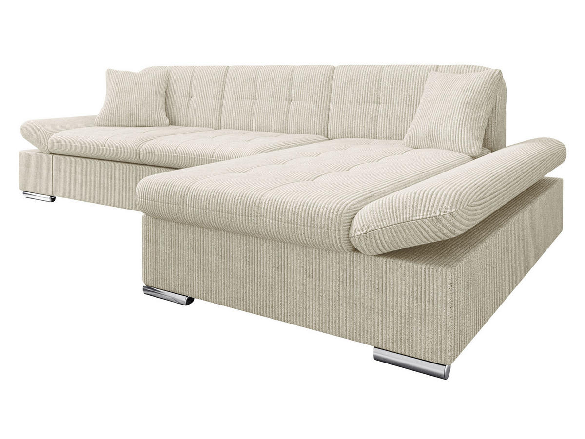 ECKSOFA Malwi Cord, Seite: Rechts - Creme, Holz/Textil (278/161cm) - MIRJAN24