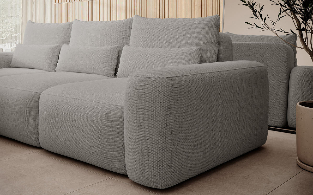 ECKSOFA Carnos Chenille-Bezug in Grau - Grau, Textil (264/162cm) - Selsey