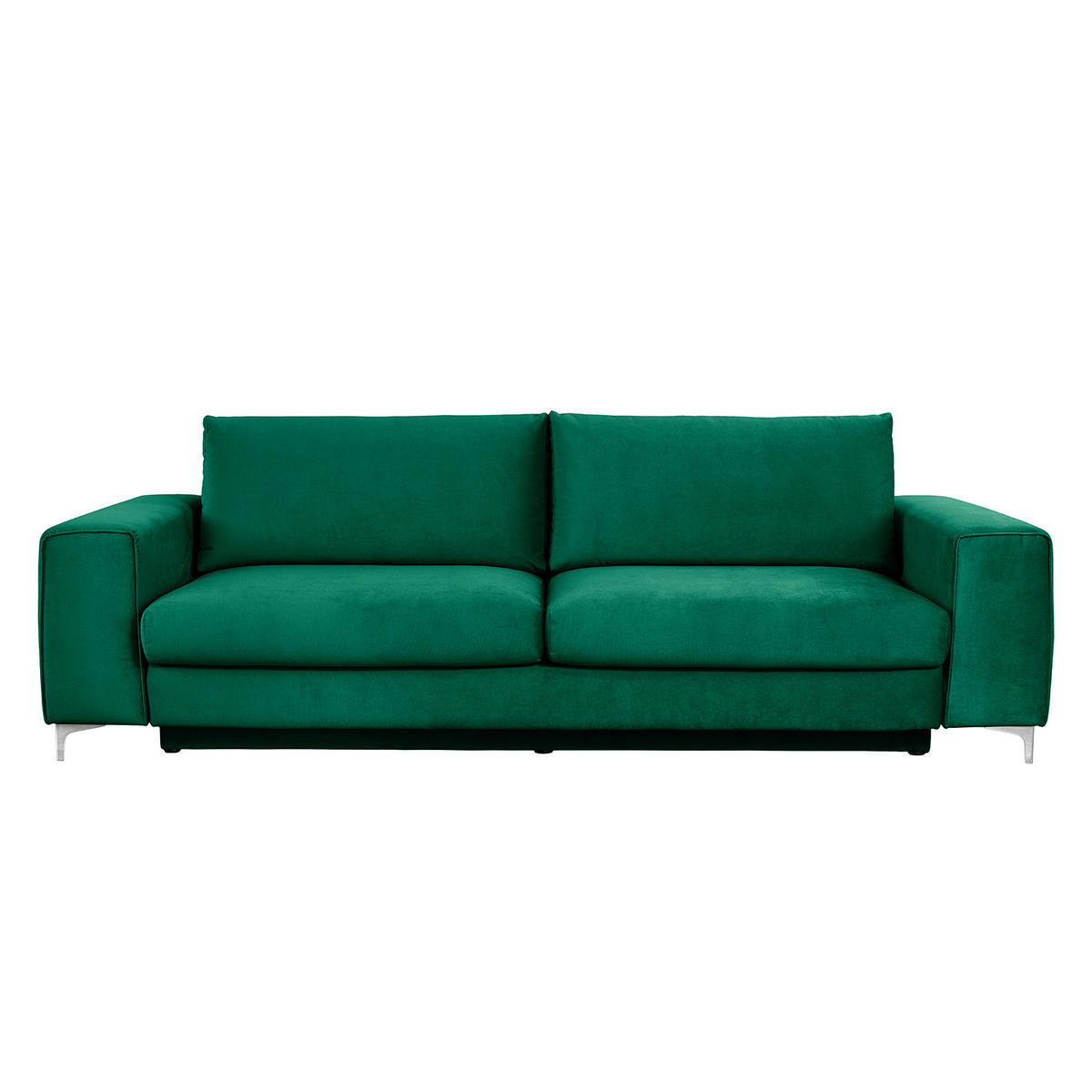 SCHLAFSOFA - Samt - Silberfarben/Olivgrün, Textil/Metall (265/91/105cm) - home24