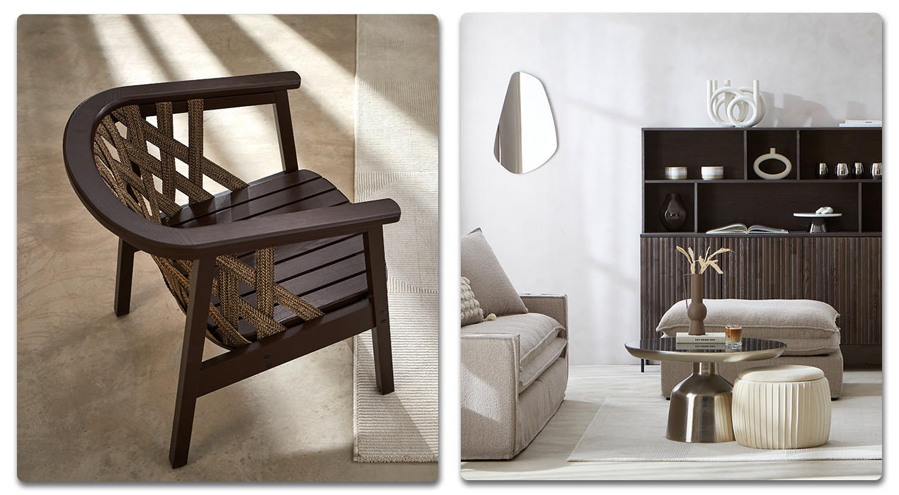 Wohnzimmer-Ideen: Farbkombination Beige & Braun