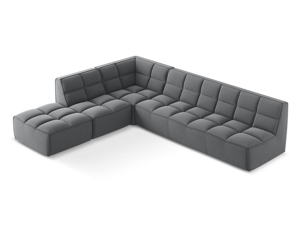 ECKSOFA Beidseitig Samt Stoff Grau - Dunkelgrau/Schwarz, Kunststoff/Textil (308/258cm) - Makamii