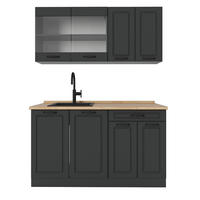 SINGLEKÜCHE R-Line Anthrazit Landhaus/Anthrazit 140 cm ohne Arbeitsplatte - Anthrazit, Holzwerkstoff (140/81.6/46cm) - Vicco
