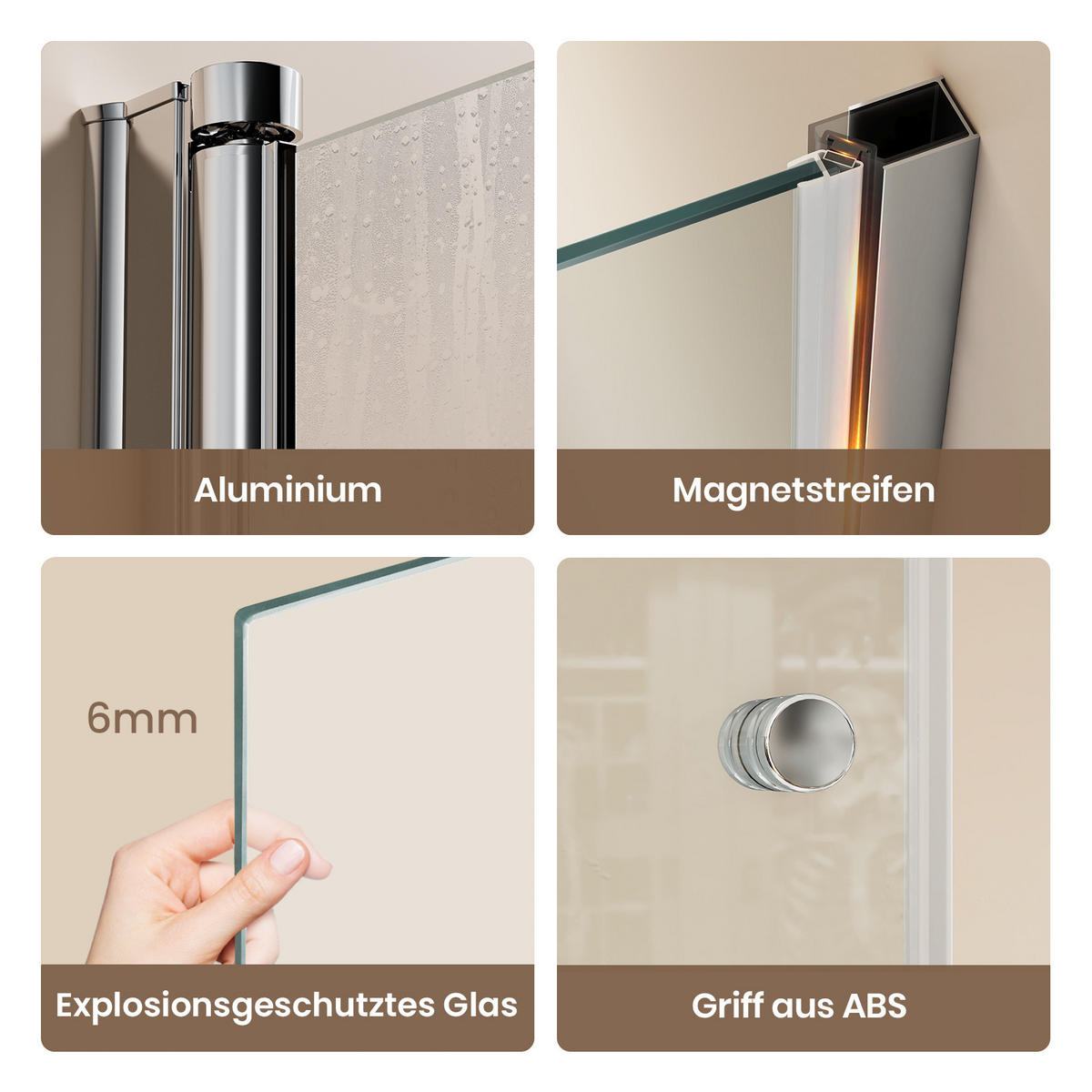 DUSCHKABINE für Nische Drehfalttür Profil Chrom Klarglas 75/185 cm - Chromfarben, Glas (75/185cm) - EMKE