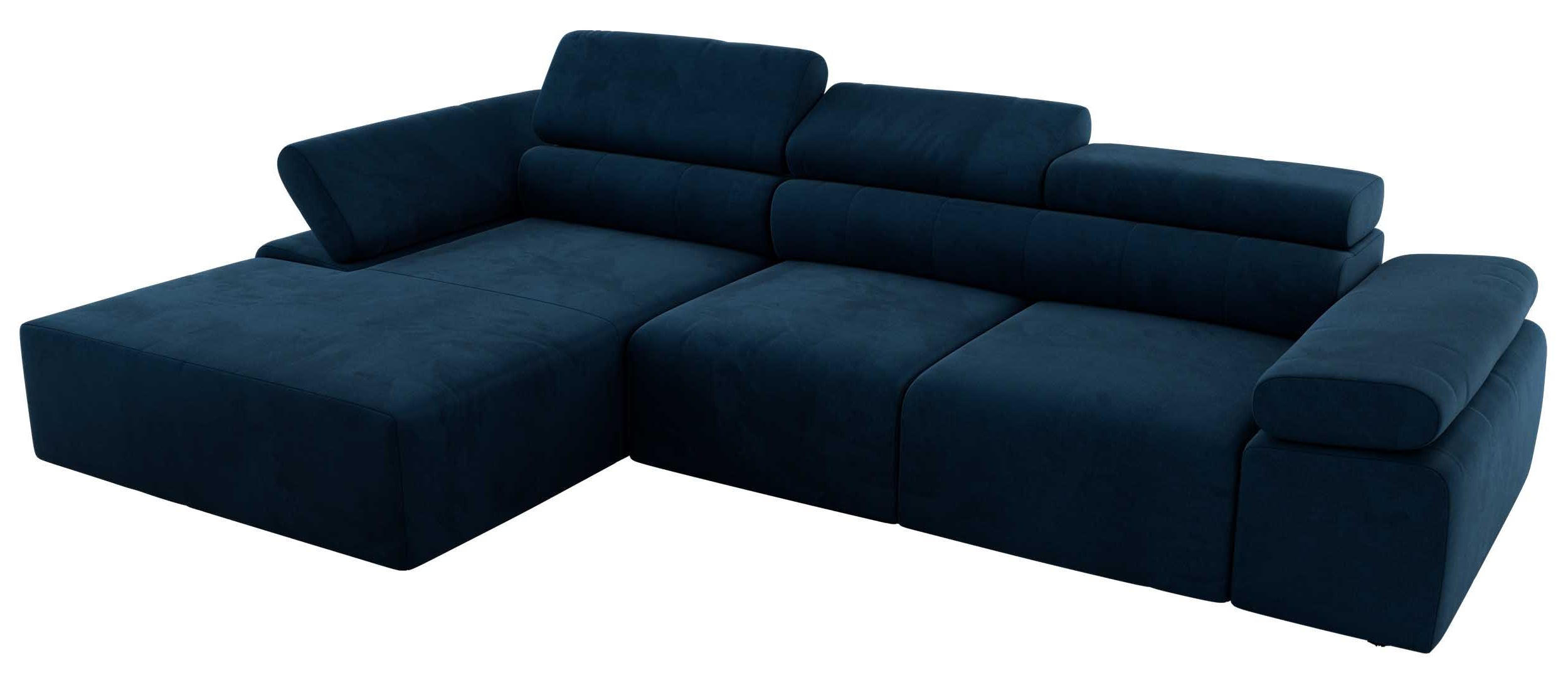 ECKSOFA RILASSO L Dunkelblau Velvet - links - Schwarz/Dunkelblau, Kunststoff/Textil (296/174cm) - MKS