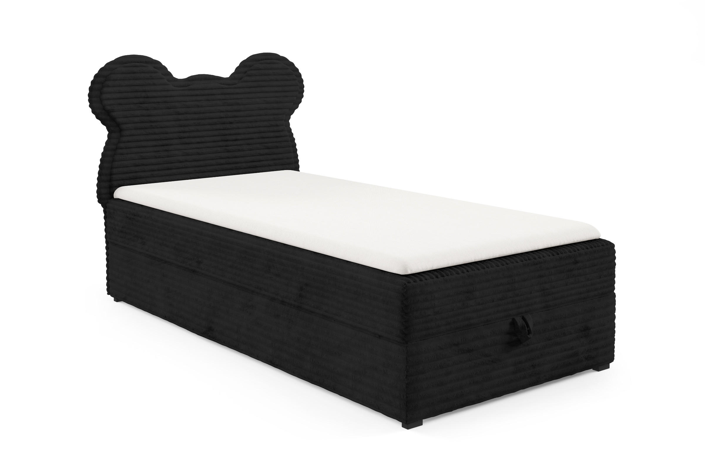 BOXBETT TEDDY 90/200 Cord-Samt Schwarz H4 - Schwarz, Holz/Holzwerkstoff (90/200cm) - Deine Möbel 24