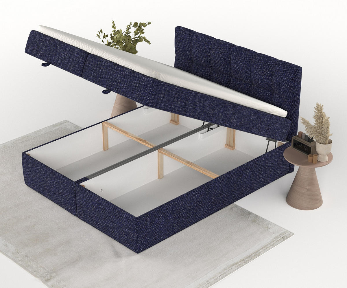 BOXBETT Shay Marineblau 160/200 cm - Schwarz/Dunkelblau, Holz/Holzwerkstoff (160/200cm) - Maison de Reve