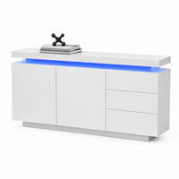 SIDEBOARD in Weiß Sideboard mit 2 Türen, 3 Schubladen,LED-Beleuchtung für Wohnzimmer, B140/T35/H72.5cm - Weiß, Holzwerkstoff (140/72.5/35cm) - STILVORA