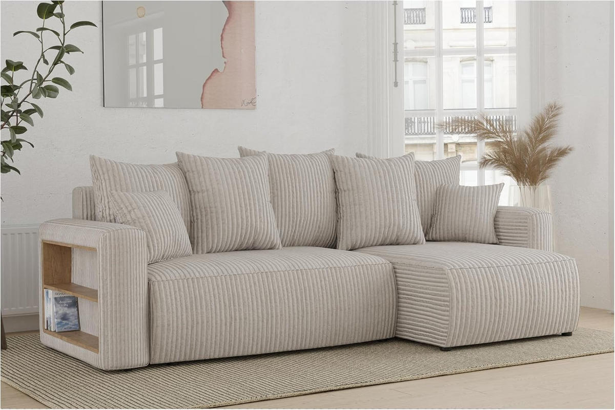 ECKSOFA SOLARIS L - Blau/Creme, Holzwerkstoff (238/142cm) - Meblini