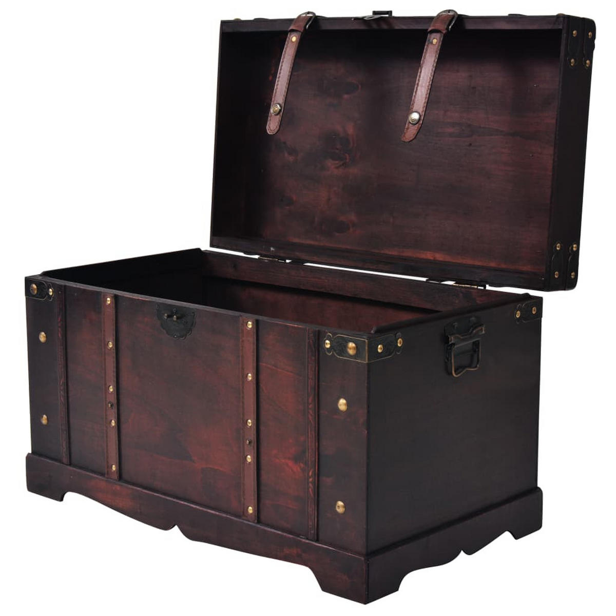 VINTAGE Schatztruhe Holz 66/38/40 Cm - Schwarz/Braun, Holz/Metall (38/38/66cm) - vidaXL