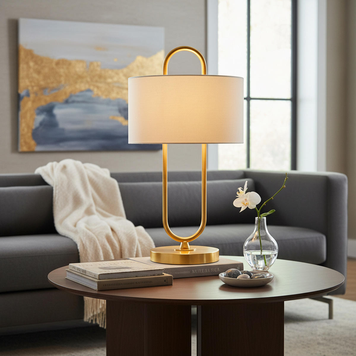 TISCHLAMPE - Multicolor, Textil/Metall (30.5/30.5/55cm) - Relaxdays