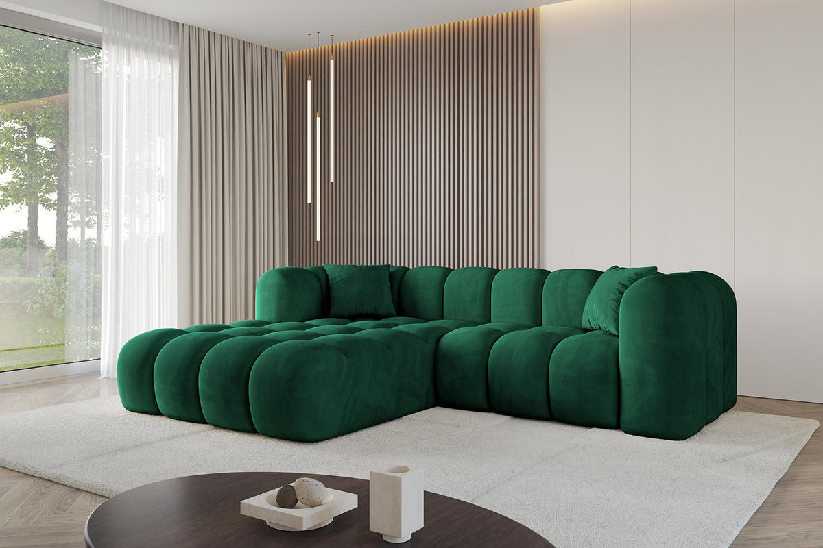 ECKSOFA Ottomane Links OLEA-L1 - 231x173x74 cm Dunkelgrün - Dunkelgrün/Schwarz, Holzwerkstoff/Kunststoff (231/173cm) - ALTDECOR