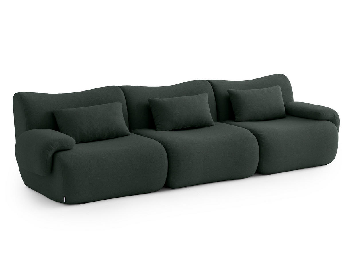 3-SITZER-SOFA Bouclé-Stoff Waldgrün - Waldgrün, Textil (281/73/95cm) - MILYsofa