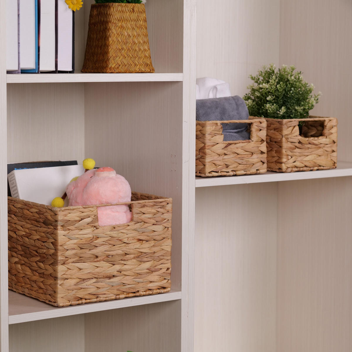 3XÚLOŽNÝ koš - světle hnědá, textil (37/28cm) - Relaxdays