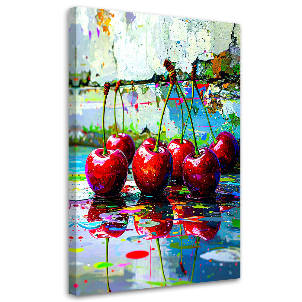 LEINWANDBILD Kirschen Obst 60x90cm - Rot, Textil (60/90cm) - Feeby