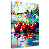 LEINWANDBILD Kirschen Obst 80x120cm - Rot, Textil (80/120cm) - Feeby