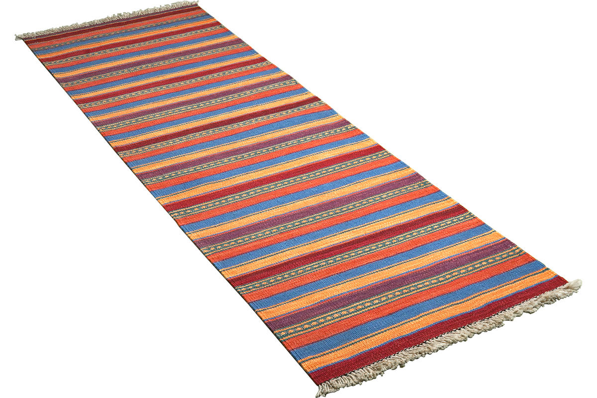 HANDWEBTEPPICH Kelim Gashgai Mehrfarbig 198/60 cm Schurwolle - Multicolor, Textil (60/198cm) - Looma