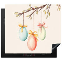 HERDABDECKPLATTE Osterkuchen - Schleife - Eier Ceranfeldabdeckung 59x52 cm - Creme, Kunststoff (59/52/0.2cm) - MuchoWow