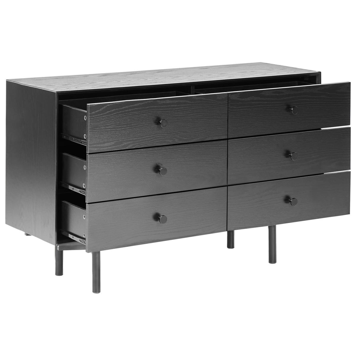 KOMODA s 6 zásuvkami Černá Alcester - černá, kompozitní dřevo (120/75/40cm) - Beliani