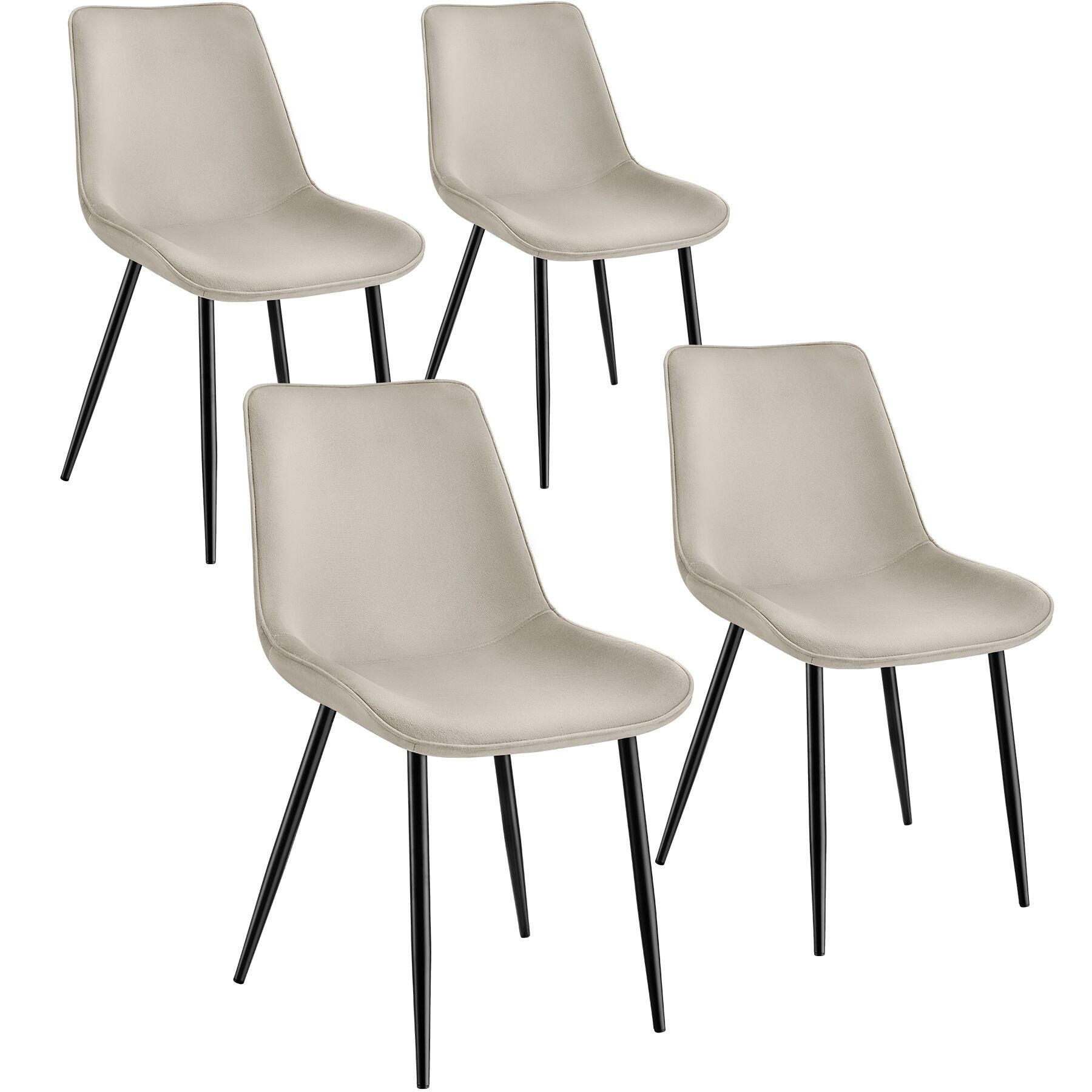 STUHL 4er Set Monroe 48 x 59 x 82 5 cm creme - Creme, Textil (48/82.5/59cm) - tectake