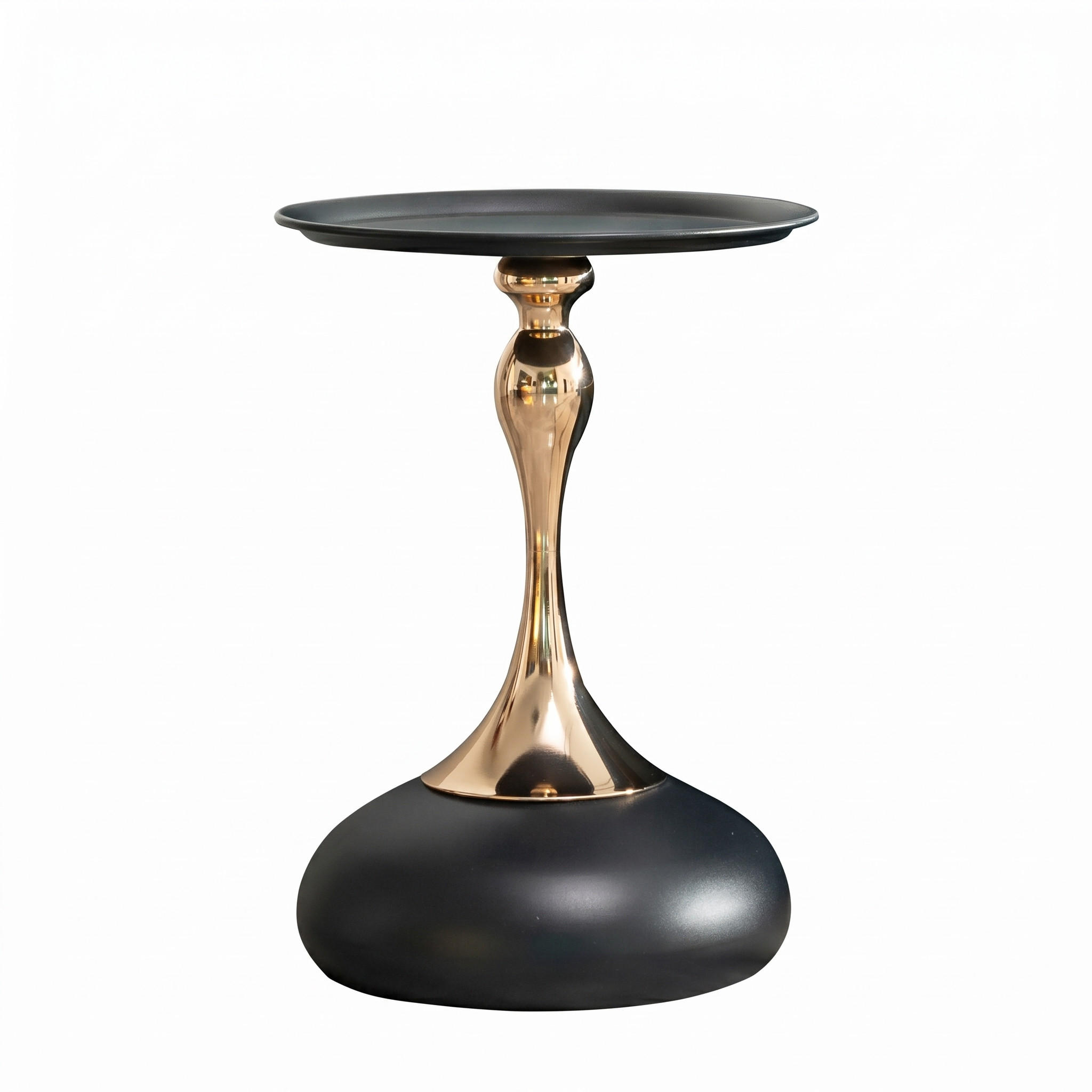 BEISTELLTISCH Ø 38 cm luxuriöses design - Schwarz, Metall (38/38/54cm) - Urban Meuble
