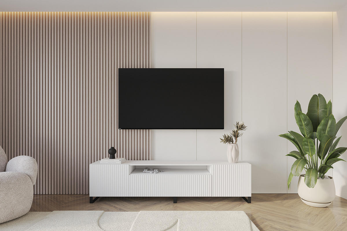 LOWBOARD NOA-2-S 200x53x41 cm - Weiß - Schwarz/Weiß, Holzwerkstoff (200/53/41cm) - ALTDECOR