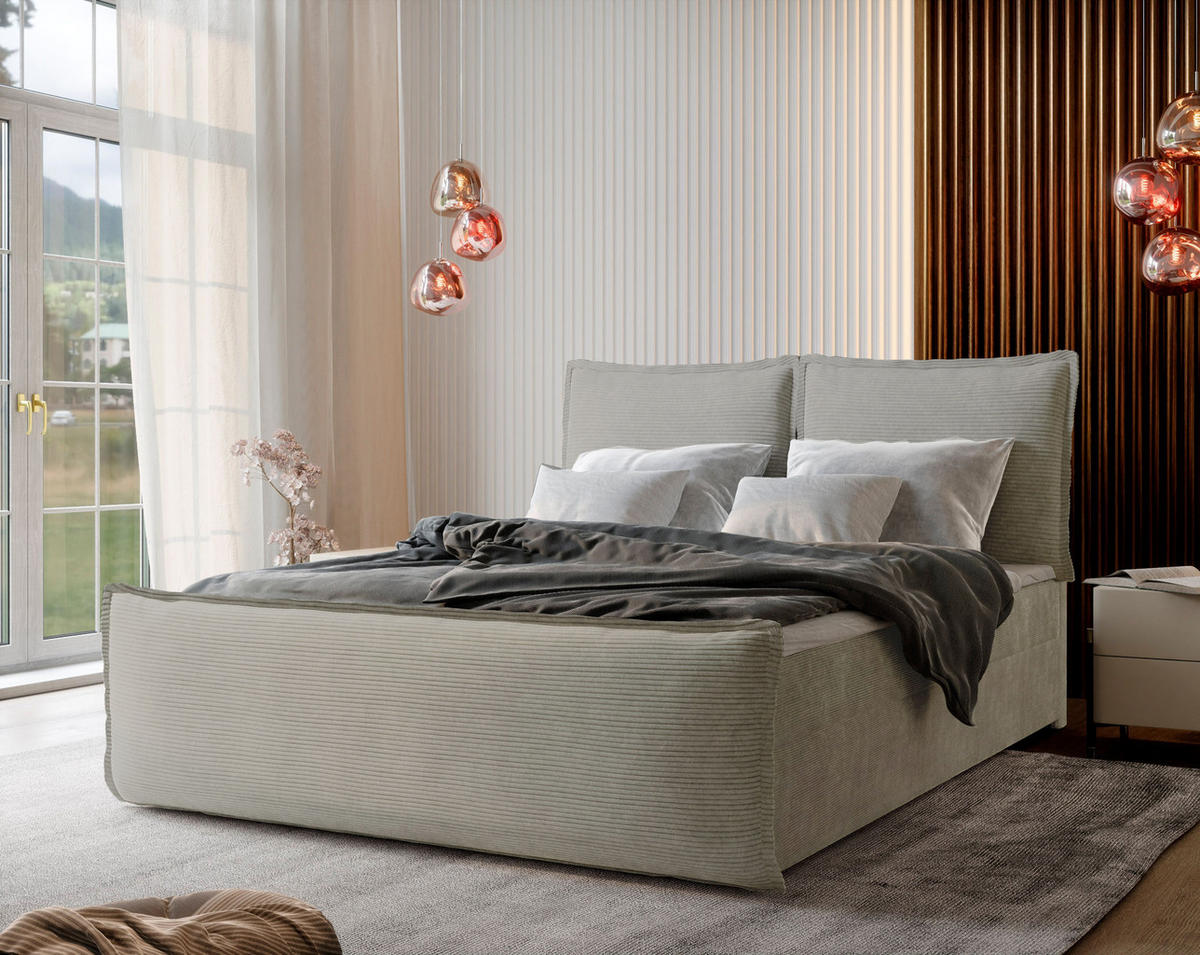 BOXBETT MONTA 140x200 cm mit Matratze und Topper - Creme - Creme, Holz (140/200cm) - MASSENO