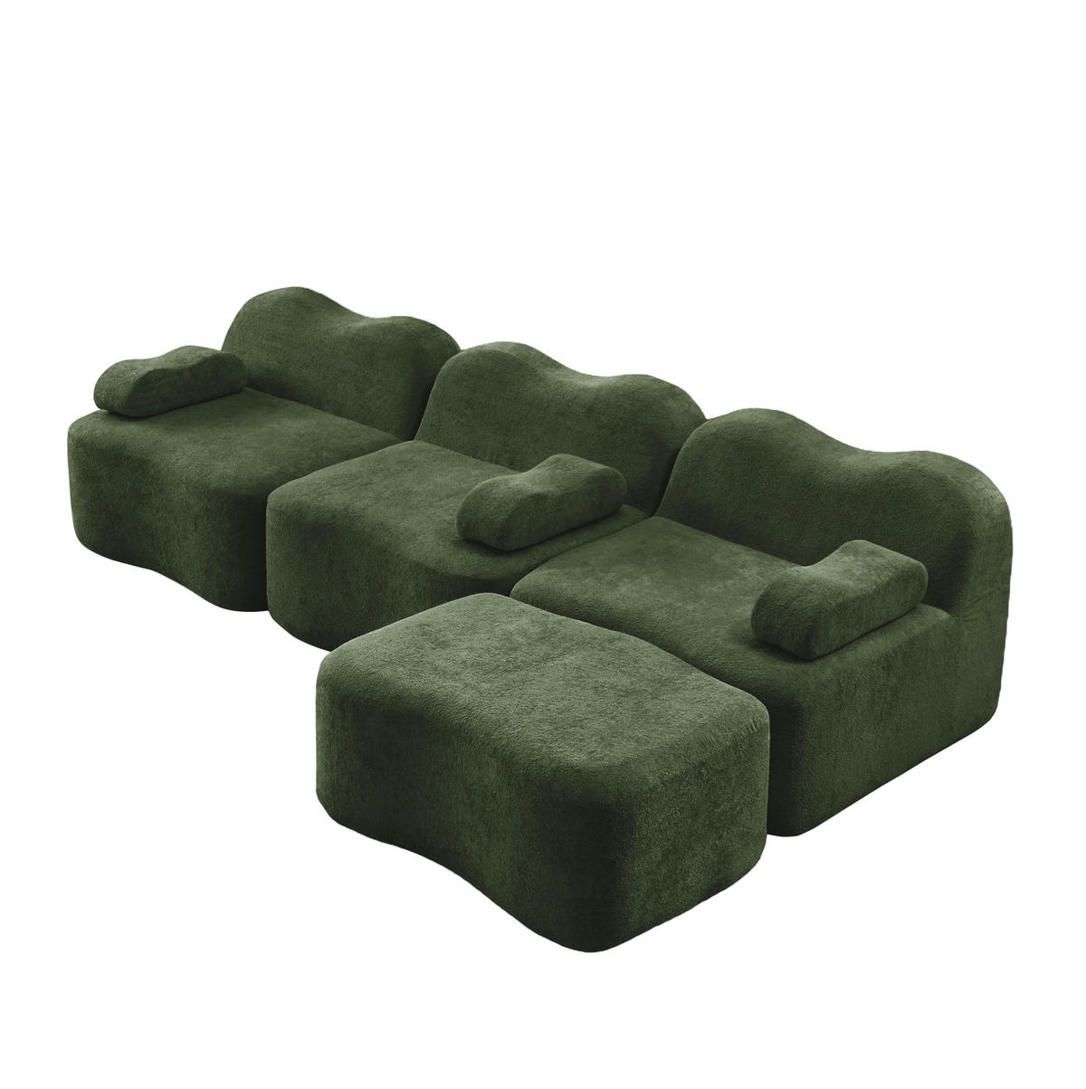KUTNA garnitura 288/167/70 cm s valovitim oblikom i dubokim sjedalom, Zelena - zelena, tekstil (288/167cm) - Redom