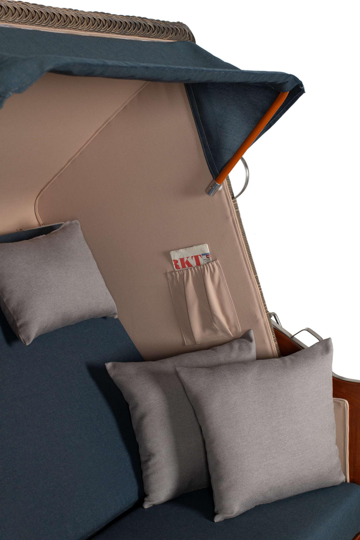 STRANDKORB Seeblick 2 Sitzer Mahagoni - Blau/Braun, Metall (125/170/80cm) - Mr. Deko