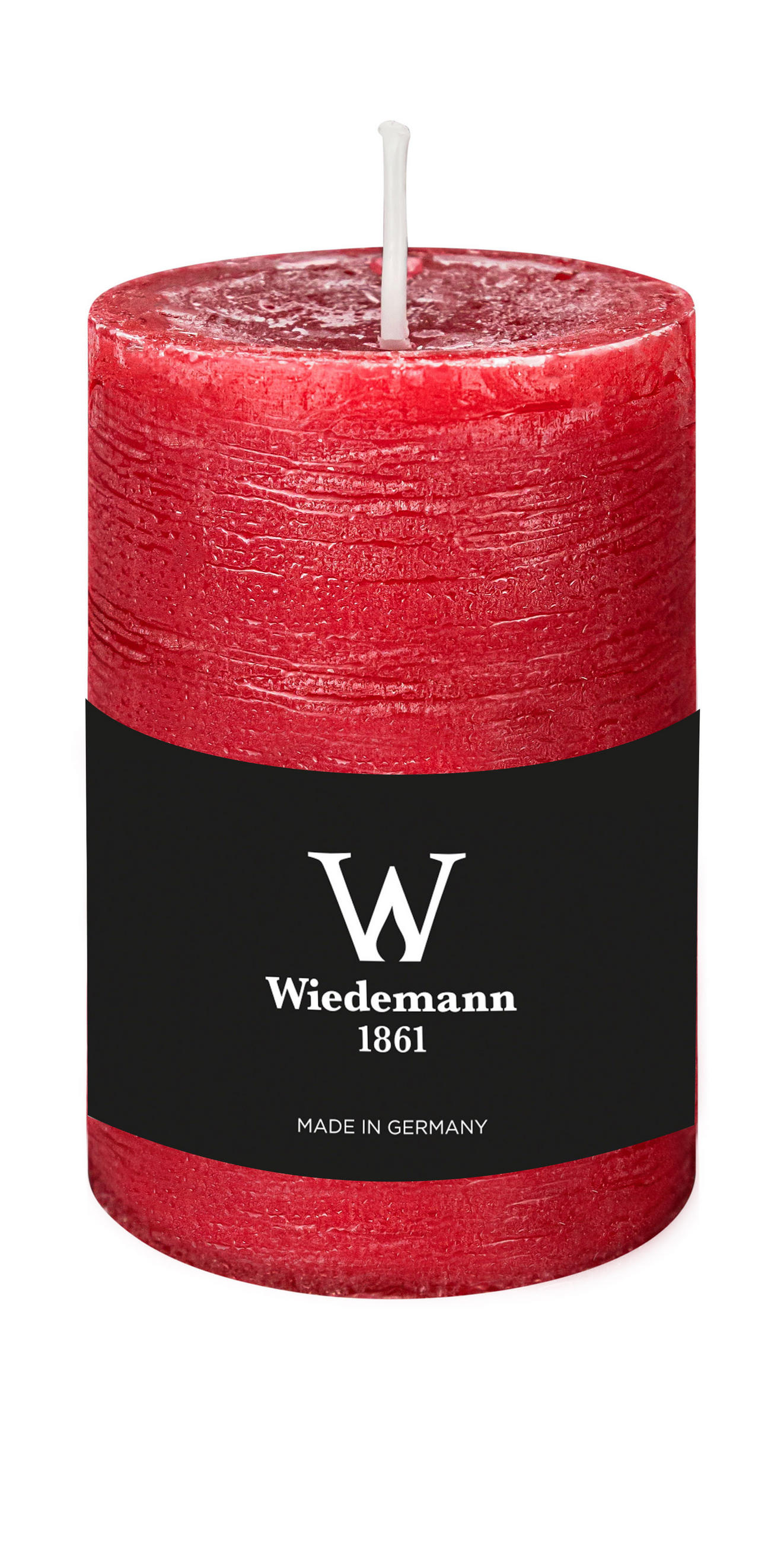 STUMPENKERZE Rustik Marble Style Rubin Rot 100 x Ø 68 mm, 1 Stück - Rot, Paraffin (7/10cm) - Wiedemann Kerzen
