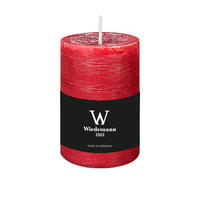 STUMPENKERZE Rustik Marble Style Rubin Rot 100 x Ø 68 mm, 1 Stück - Rot, Paraffin (10cm) - Wiedemann Kerzen
