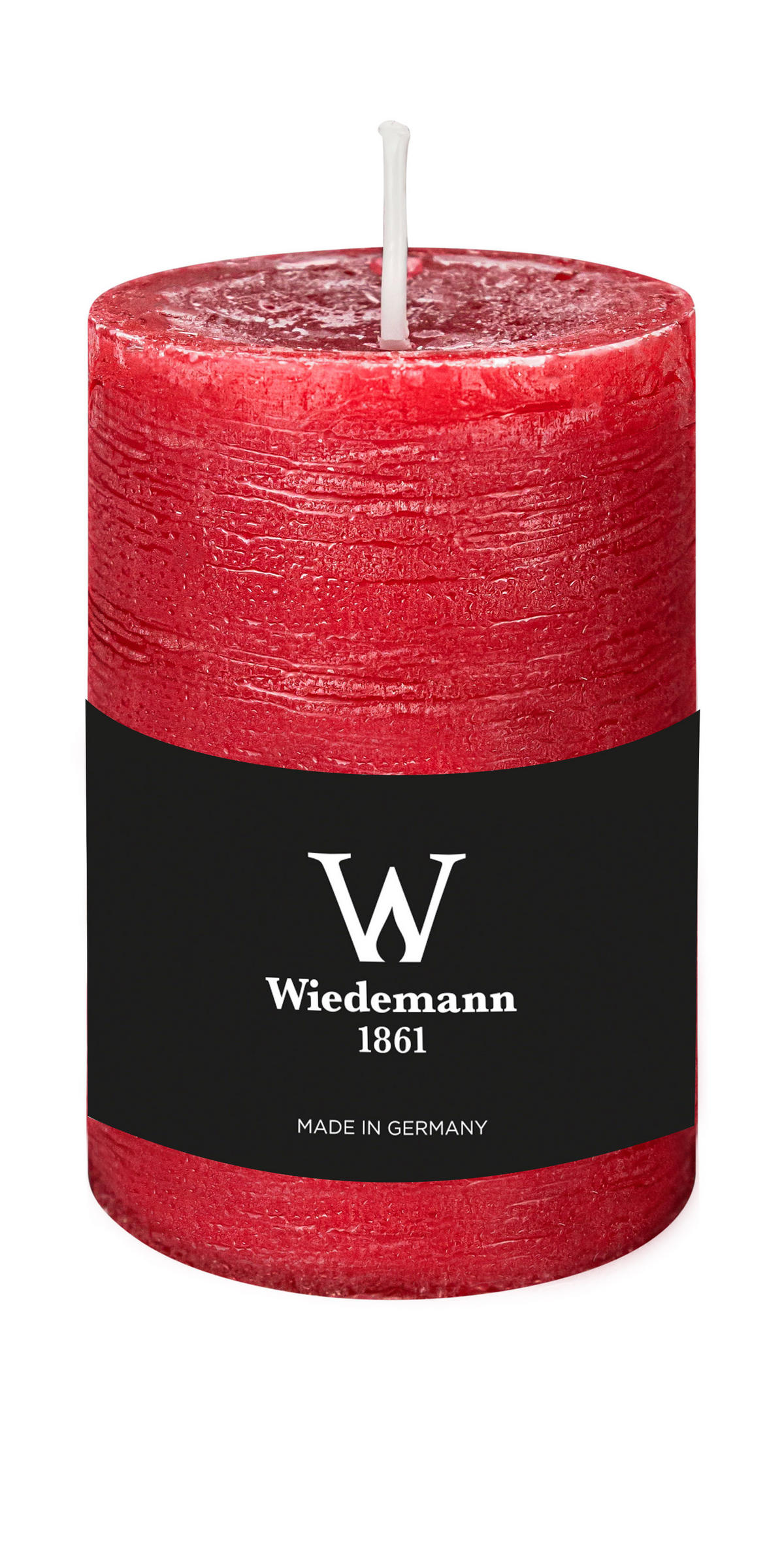 STUMPENKERZE Rustik Marble Style Rubin Rot 100 x Ø 68 mm, 1 Stück - Rot, Paraffin (10cm) - Wiedemann Kerzen
