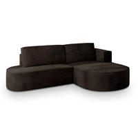 ROHOVÁ SEDAČKA CORTIO hnědá - šedá/hnědá, dřevo/textil (265/174cm) - MASSENO