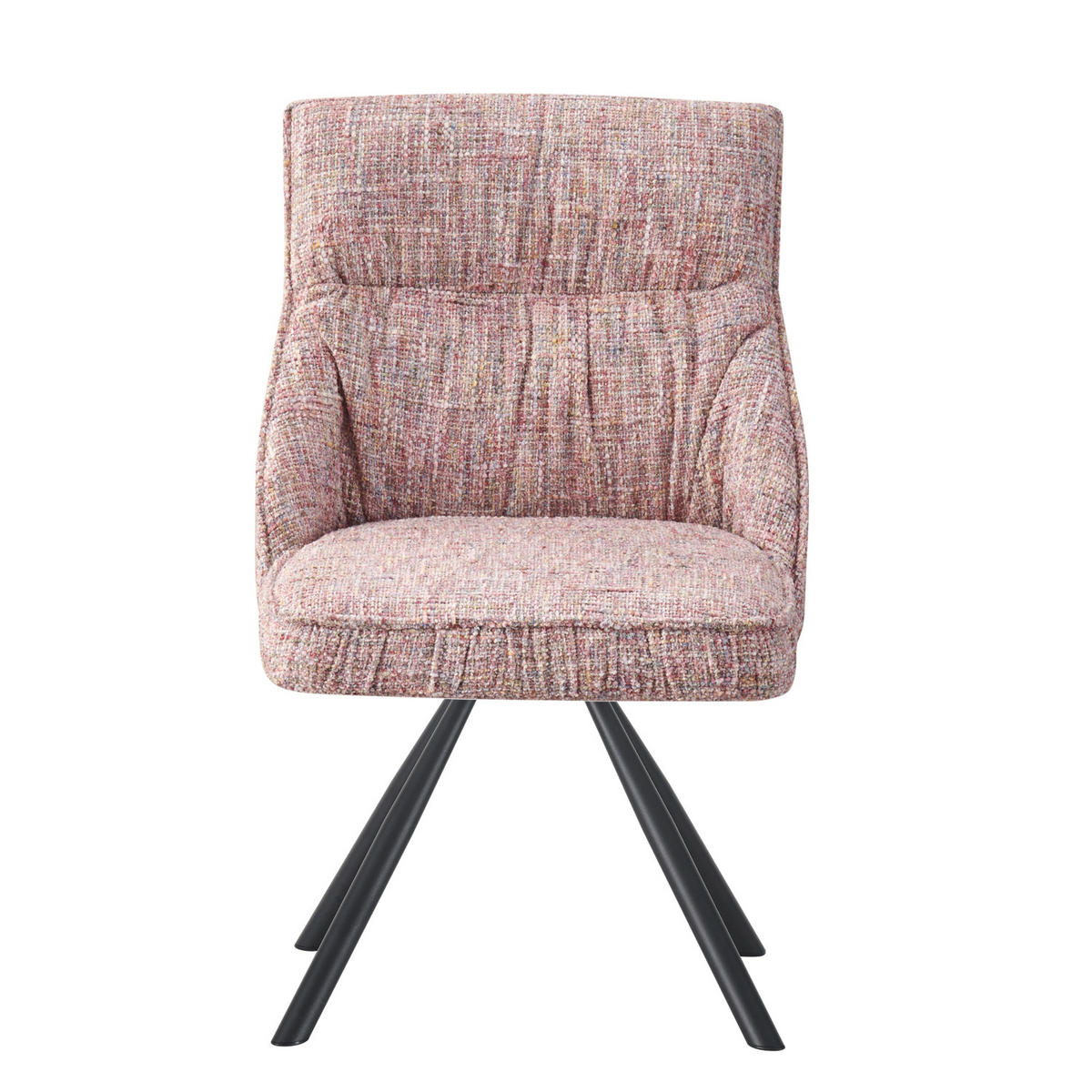 ESSZIMMERSTUHL SERINA 2er-Set - Hellrosa/Schwarz, Textil/Metall (49/83/62cm) - DUBI Möbel
