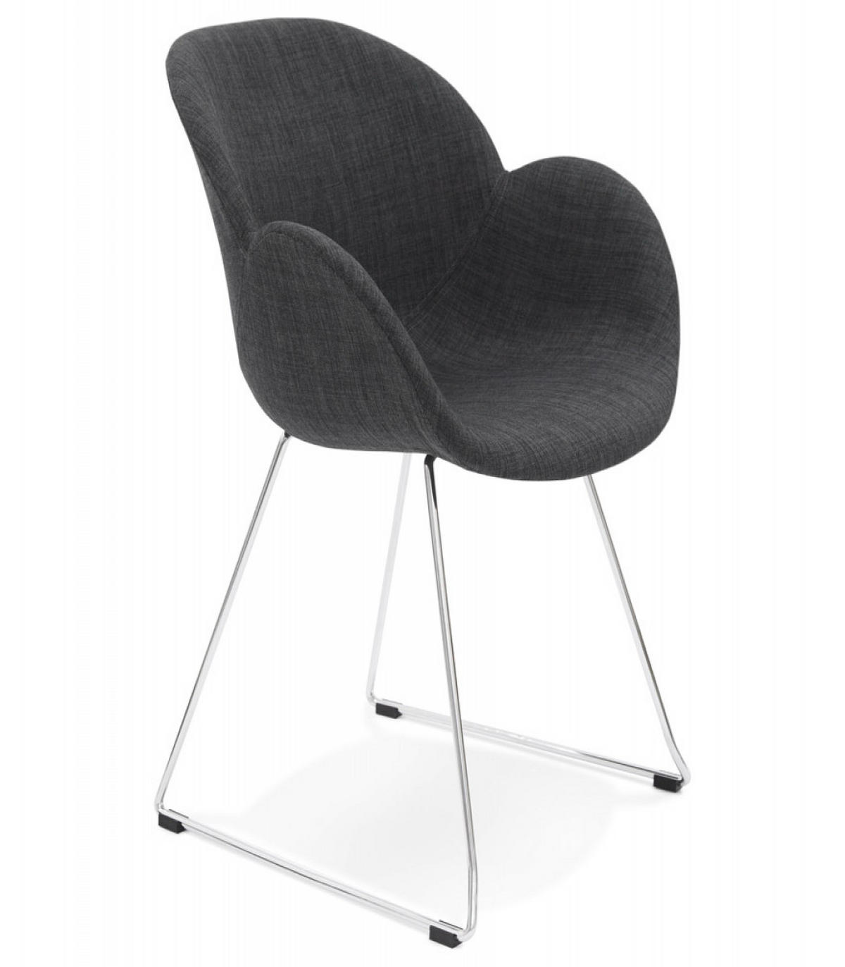 DESIGNERSTUHL JUMBO Stoffschale mit Armlehnen und Kufengestell Chrom, Anthrazit 59x58x87 cm - Chromfarben/Anthrazit, Textil/Metall (59/87/58cm) - KADIMA DESIGN
