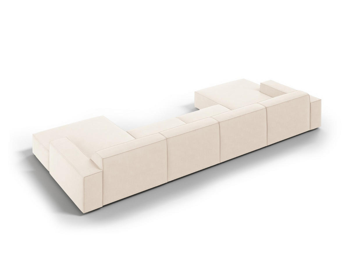 PANORAMASOFA Jodie aus Samt leichtes beige 6 Sitzplätze - Beige, Textil (166/70/364cm) - Micadoni