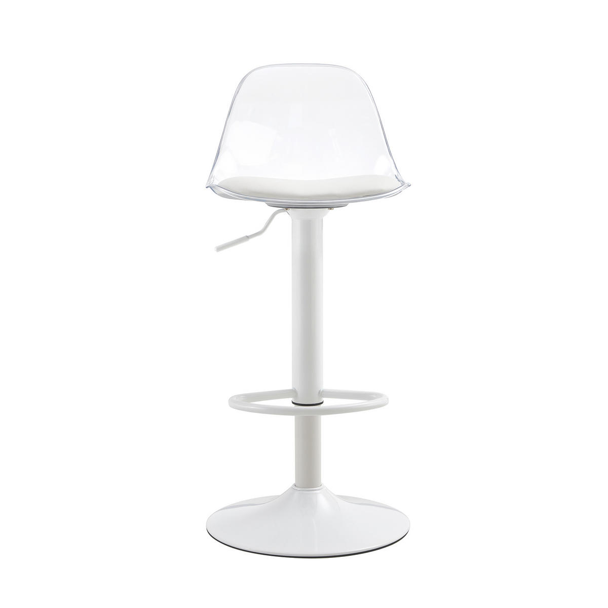 BARHOCKER 2er-Set Transparent und Weiß höhenverstellbar mit Rückenlehne und 360° Drehung - Transparent, Metall (33/82/40.5cm) - PANGIVO