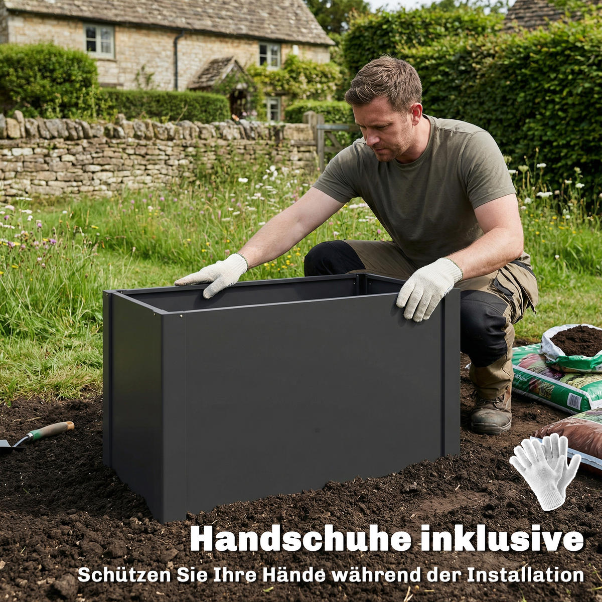 HOCHBEET Verzinkter-Stahl Schwarz - Schwarz, Metall (52/55/102cm) - Outsunny