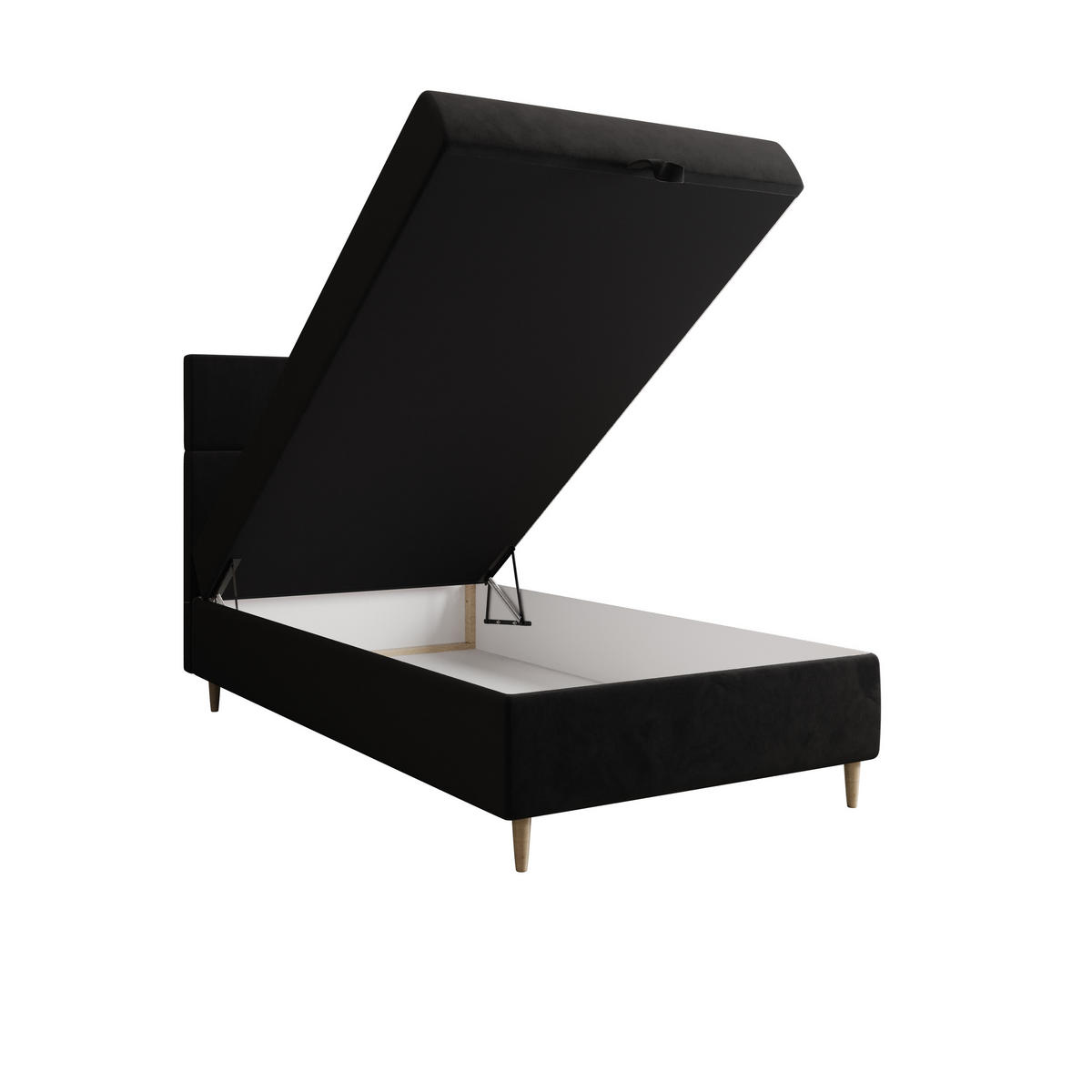 BOXBETT FLO 90x200 Itaka 15, mit Matratze H3, Bonell und Topper, Schwarz - Schwarz, Holz/Textil (90/200cm) - Bedante